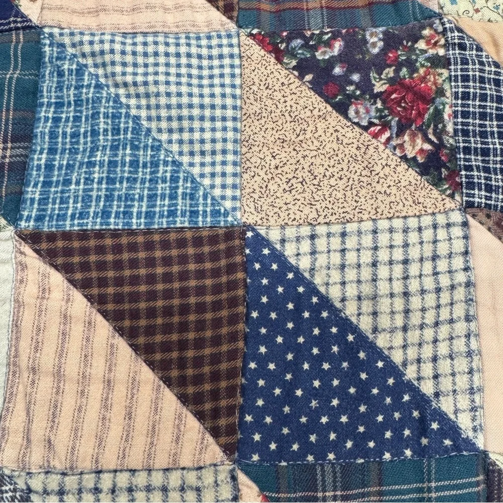 Vintage Handmade Quilt Christmas Moose Patchwork Appliqué Country 42” X 58” Farm